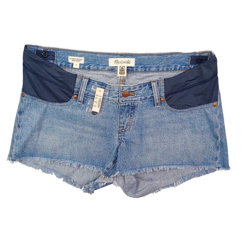 Madewell Maternity Relaxed Denim Shorts Size 29 Cutoff Adjustable Inset Panels